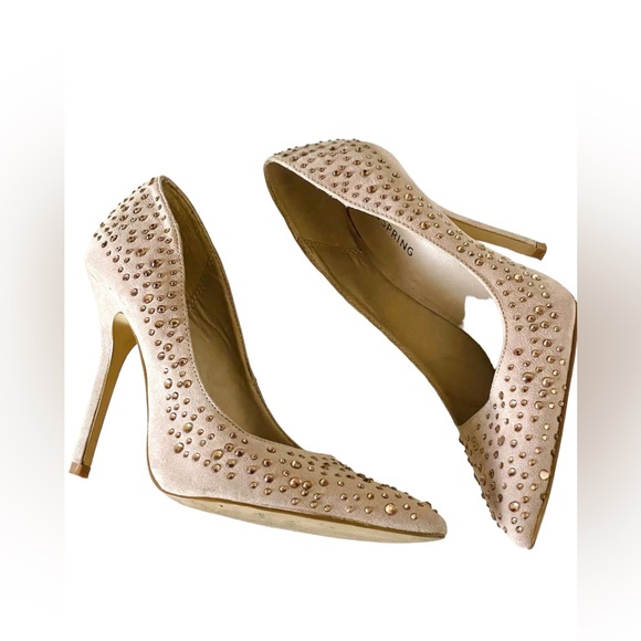 Shoes - Call it Spring nude suede pointed Court heels size 4